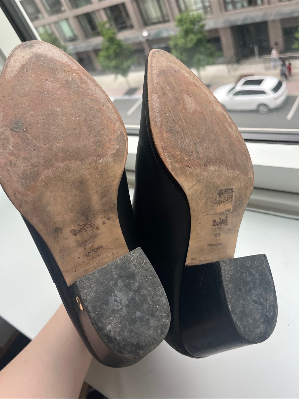 Coach Black Leather Stud-Trim Chelsea Ankle Boots - Picture 4 of 5